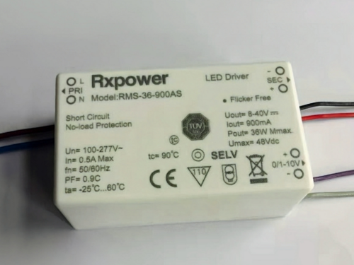 Mini 30W 36W Non-Flicker 0-10V Dimming LED Driver Power Supply